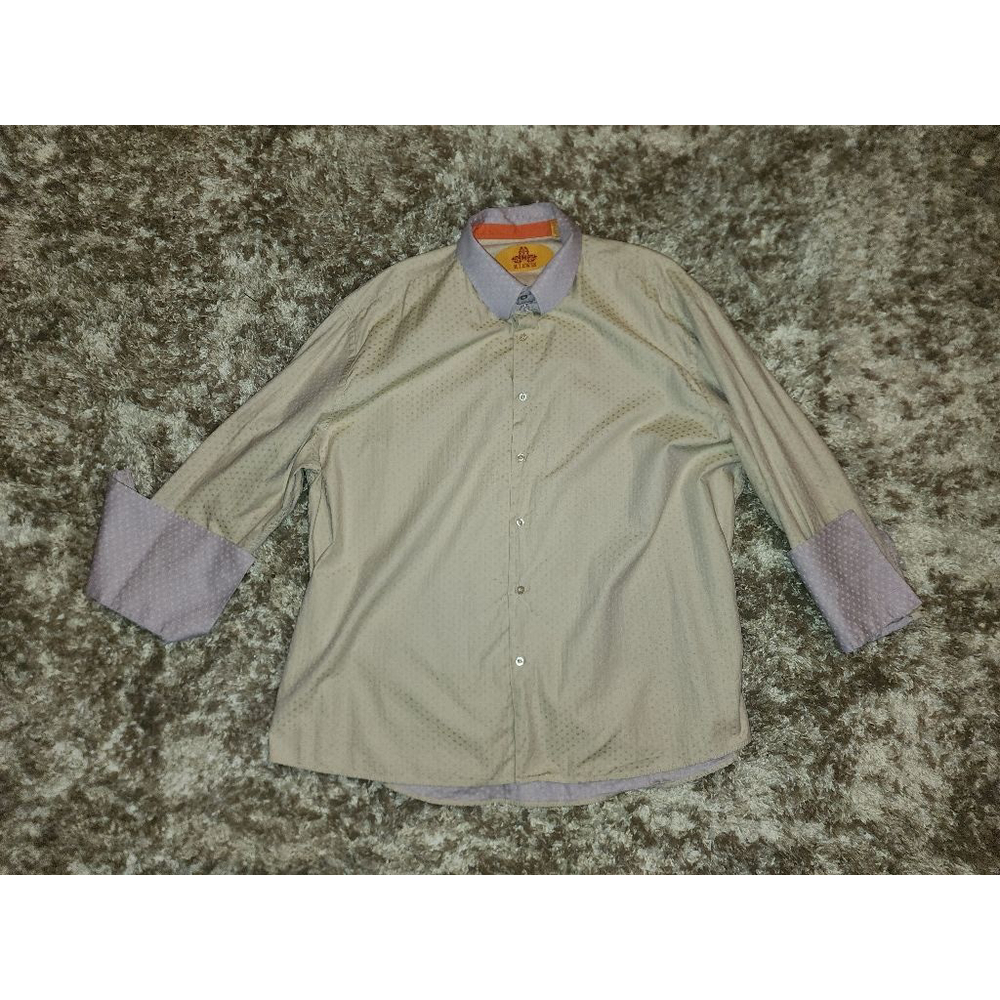 Men's R. Lewis Shirt Beige Lavender 18 1/2 34/35